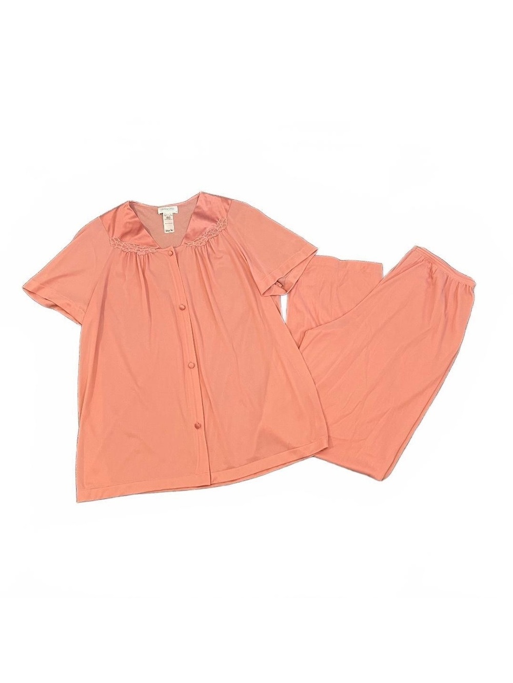 Vintage 90’s Pink Vanity Fair Flower Trim 2PC Pajama Set Retro Feminine Sleep
